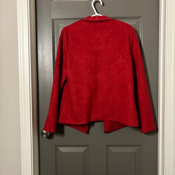 Microsuede Open Front Jacket New M Red Kirundo - Picture 8 of 13